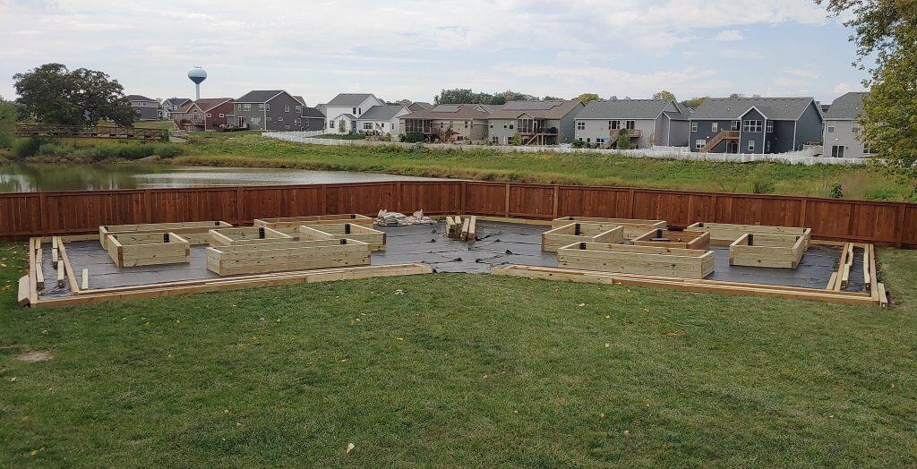 raised beds in a backyard