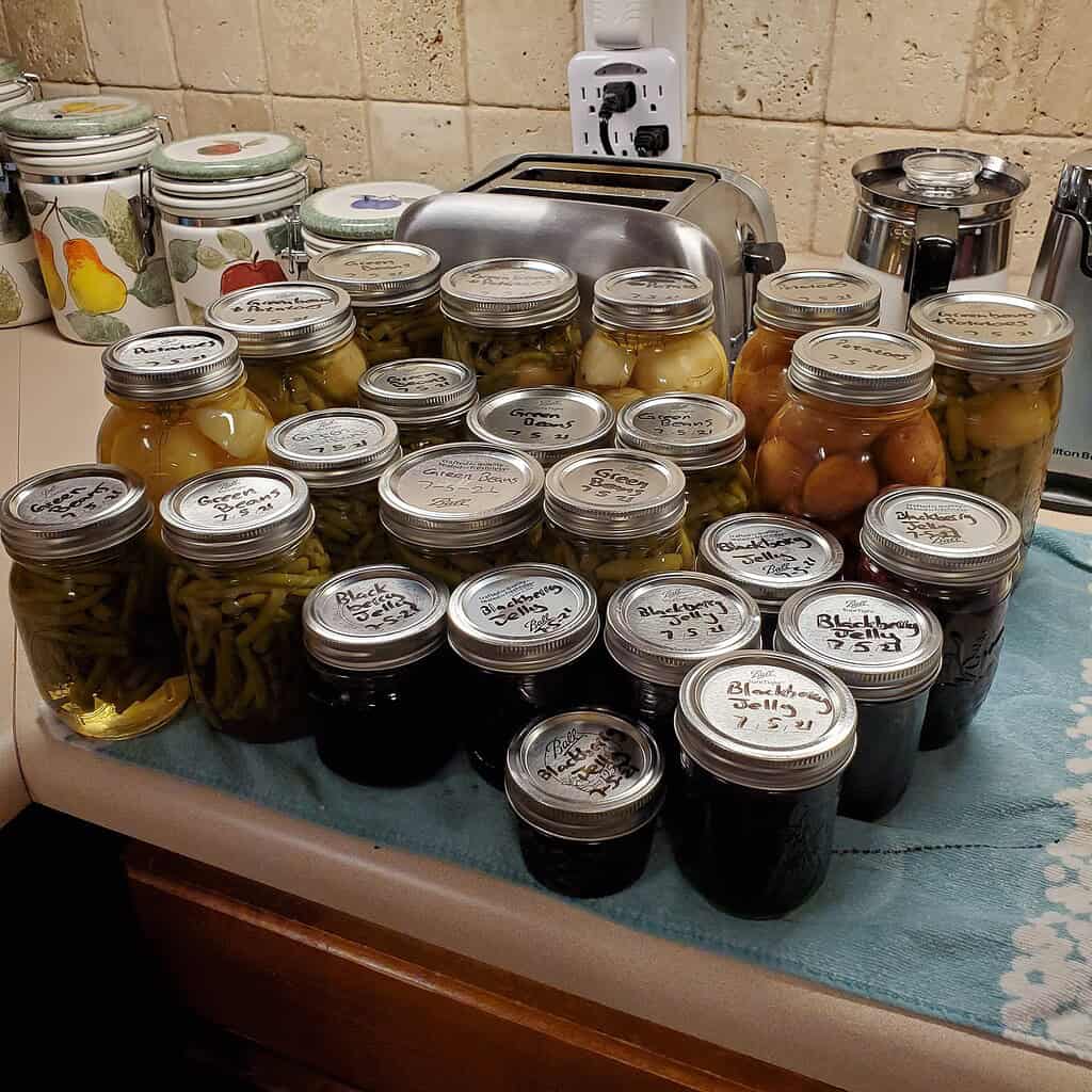 canned jars in a table