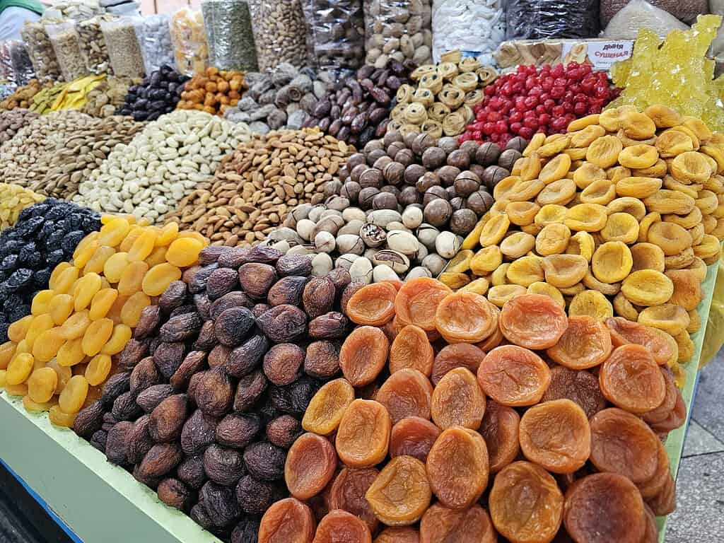 dried fruits and nuts in the market