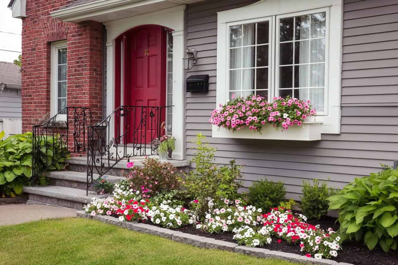 charming suburban home featuring a well-maintained front garden.
