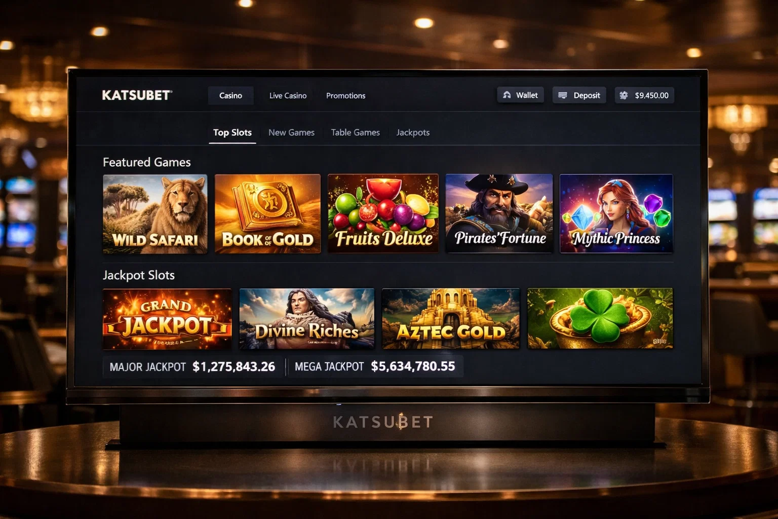 Mobile screen showing KatsuBet slot game